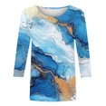 thumbnail image 3 of UPPADA Blouses pour Femmes Grande Taille à Manches 3/4, T-Shirts à Imprimé Floral Teintable, Chemises Décontractées Tendance à Col Rond, Chandails Confortables à Enfiler, Hauts Blouses Mignons d'Été, Hauts à Manches 3/4 pour Femmes en Liquidation, 3 of 5