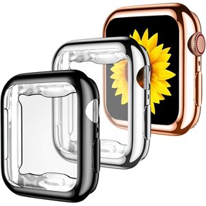 Tianle Compatible for Apple Watch Case 41mm Series 7 Series 8 Series 9, Ultra-Thin All Around TPU Protective Case Cover for Apple Watch Screen Protector 41mm Series 9, 3 Pack Black/Silver/Rose Gold