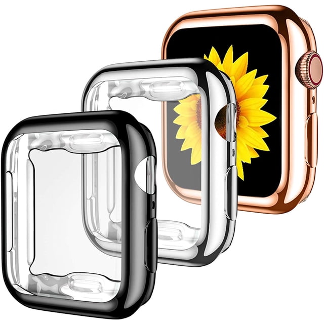 Tianle Compatible for Apple Watch Case 41mm Series 7 Series 8 Series 9, Ultra-Thin All Around TPU Protective Case Cover for Apple Watch Screen Protector 41mm Series 9, 3 Pack Black/Silver/Rose Gold