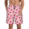 thumbnail image 1 of Wukai Strawberries Print Beach Trunks with Compression Liner Swimsuit Quick Dry Beach Sports Shorts with Pocket-Medium, 1 of 6