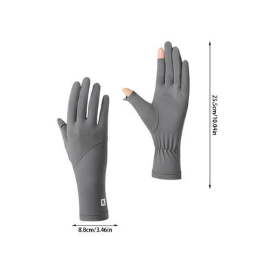 yulier 1 Pairs Driving Gloves for Women Ice Silk UV Protection Breathable Cool Soft Touchscreen Gloves Women's Full Finger Sun Protection for Outdoor Driving Cycling Running, Gray