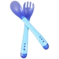 thumbnail image 1 of Less Than 5 Tableware Baby Spoons and Forks Feeding Set 2 Pack Soft Silicone Tip Heat Sensitive Toddler Utensils First Stage for Self Feeding Baby Heat Spoon Kit Multi Color Infant Spoons, 1 of 9