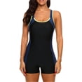 thumbnail image 4 of Women's One Piece Swimsuits Boyleg Sports Training Modest Swimwear, 4 of 7