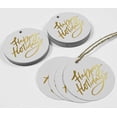 thumbnail image 4 of Inkdotpot 100 Pack Happy Holiday Favor Paper Tags Craft Real Gold Foil Hang Tags, 4 of 6