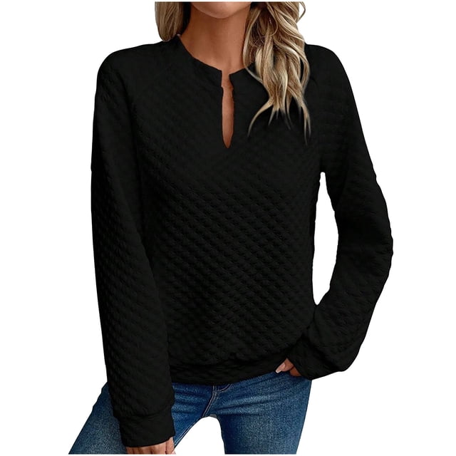 Timegard Womens Sweatshirts V Neck Casual Pullover Tops Sports Solid Color Workout Running Tops