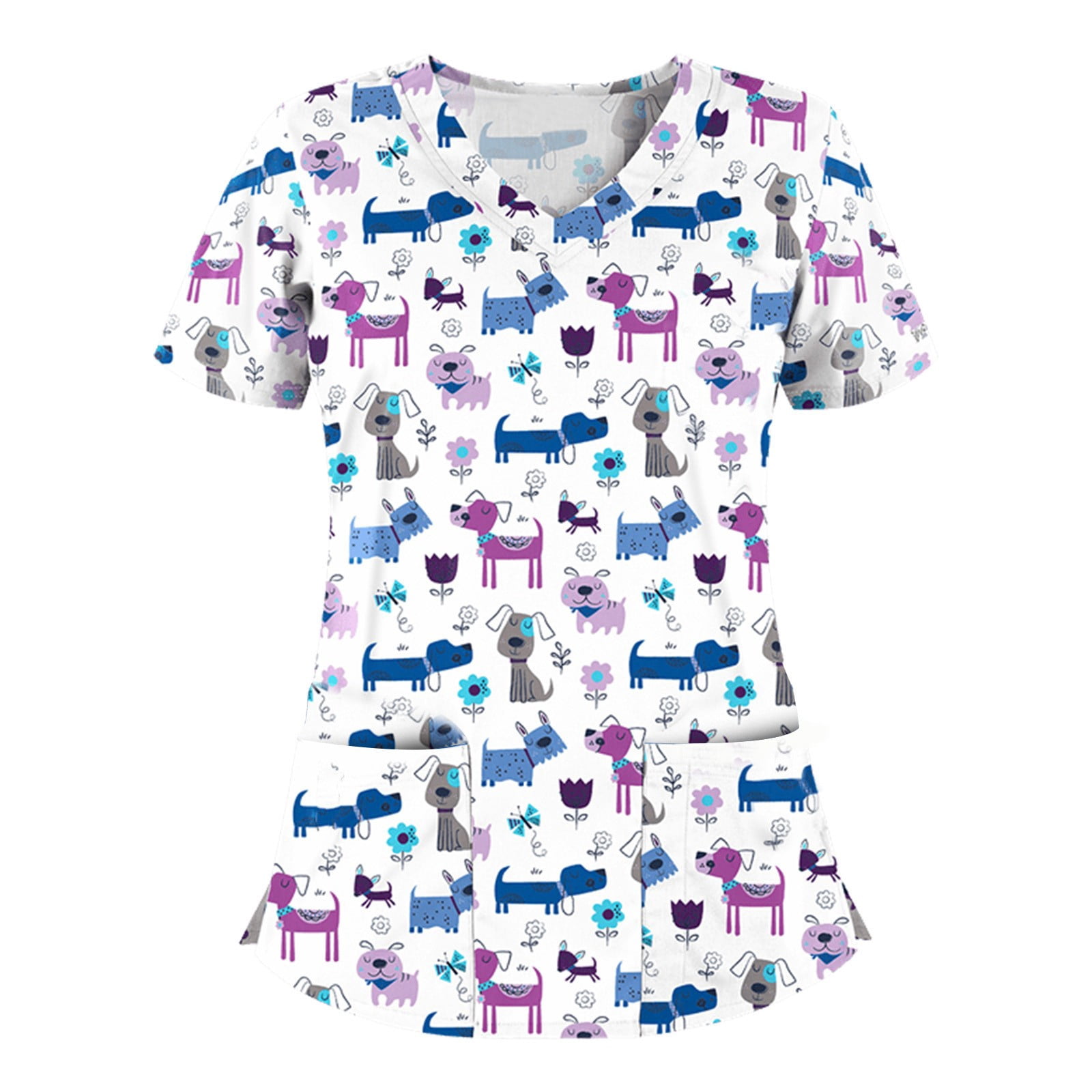 Birdeem Womens Summer Oversized Floral Print Short Sleeved V-Neck Protective Work Jacket Top