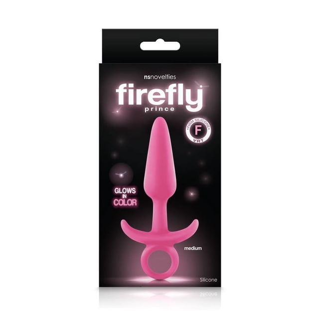 Firefly Prince Glow in the Dark Silicone Anal Plug, Medium, Pink