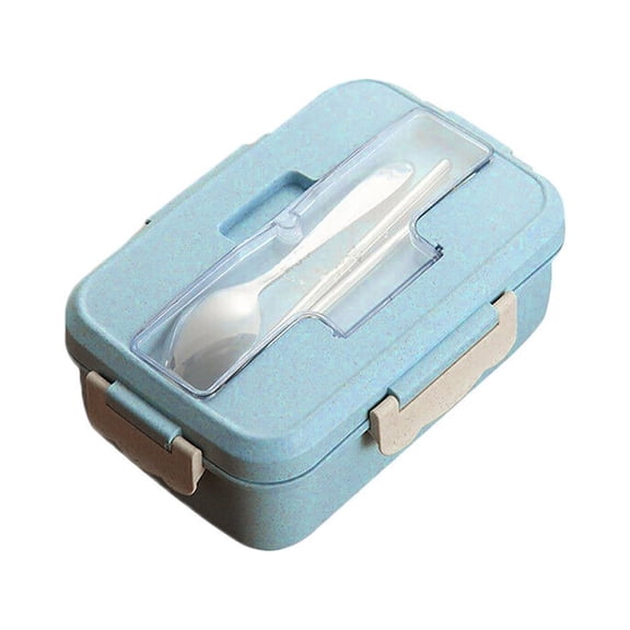 Microwave Straw Bento Lunch Box Spoon Food Storage Container Kids Adult