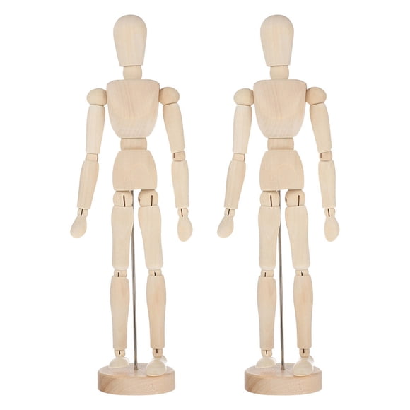 KAKOWELY 2Pcs DIY Jointed Puppet Adornment Wooden Jointed Puppet Statue Ornaments,8.66"X2.36"X1.97"