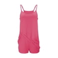 thumbnail image 1 of Yigetop Robe Athlétique avec Shorts! Combinaison-Robe pour Femmes, Couleur Unie, Élégante et Décontractée, à Double Poche, Bretelles Réglables, Rouge Melon D\'eau, S, 1 of 4