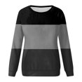 thumbnail image 4 of HKEJIAOI Chandails pour Femmes Col Rond à Blocs de Couleur Poids Moyen Manches Longues, 4 of 5