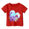 thumbnail image 1 of LUOGENLI T-Shirt pour Filles Garçon et Fille Mode Décontractée Imprimé Col Rond Ample Manche Courte T-Shirt Haut Maxi Hauts Ensemble Volant Rouge 8-9 Ans, 1 of 3