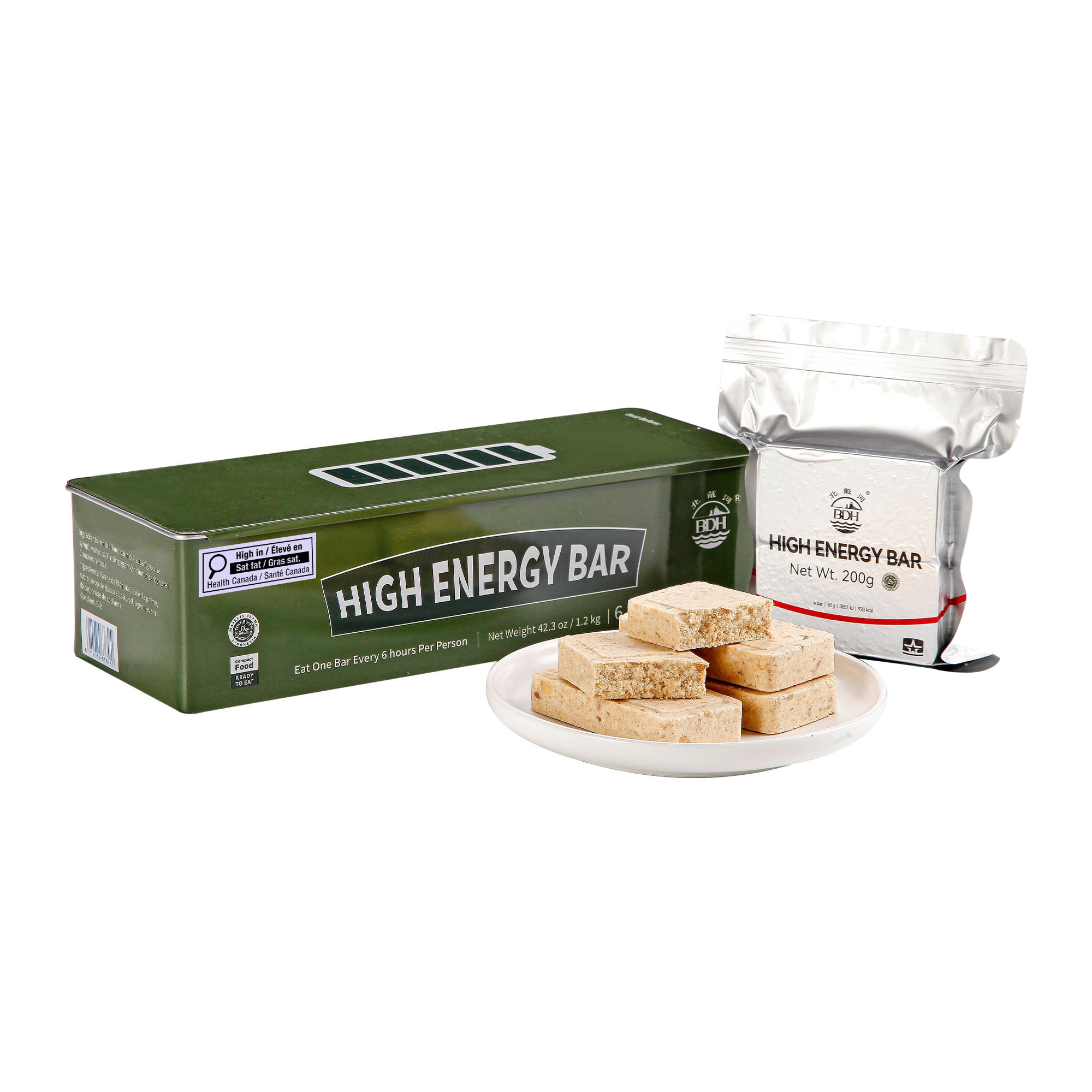 BDH High Energy Bar 1.2kg/6bags 5520 Caloriee Original Compressed Biscuits | MRE Emergency Food Ration Bar | Long Shelf-life To Go Size Survival Preparedness Supply Food Kit