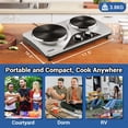 thumbnail image 3 of Double Burner, CUSIMAX 1800 Watts Electric Hot Plate for Cooking, Countertop Burner Portable Cast Iron Hot Plates with Dual Adjustable Temperature, E, 3 of 7