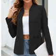 thumbnail image 4 of Yuyuzo Womens Blazer Long Sleeve Cropped Open Front Lightweight Fall Suit Solid Color Suit with Pockets, 4 of 5