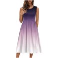 thumbnail image 2 of Ovzne Robes pour Femmes Robe Mode Robes pour Femmes Été Décontracté Col Rond Sans Manches Uni Plage Robes d'Été Boho Robe pour Femmes Liquidation, 2 of 7