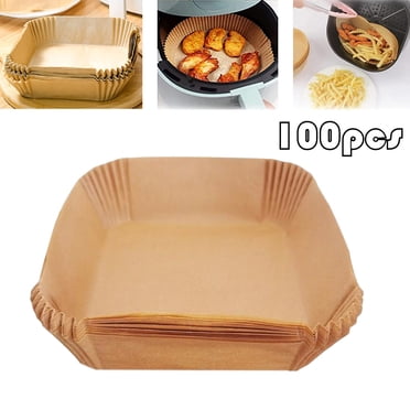 Air Fryer Paper Liners,100Pcs Parchment Paper, Air Fryer Disposable Paper Liner for Microwave, Non-Stick Air Fryer Liners Square Free of Bleach (8in)