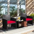 thumbnail image 2 of Costway 3PCS Patio Wicker Furniture Set Storage Table W/Protect Cover Red, 2 of 10