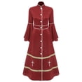 thumbnail image 3 of TiaoBug Clergy Robe for Women Long Sleeve Buttons Cassock Pulpit Church Minister Pulpit Robe Liturgical Vestments Burgundy M, 3 of 7