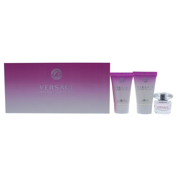 Versace Bright Crystal par Versace pour Femmes - Coffret Cadeau 3 Pcs 5 ml EDT Splash, Gel Douche 2 X 25 ml, Corps