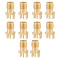 thumbnail image 2 of 10pcs Brass SMA Female Base Socket Jack PCB Mount RF Connectors, SMA Female, 50 Ohm, for  Modules and Antenna Sockets, 2 of 8