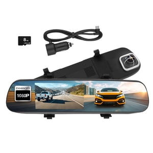 YADA Roadcam Miroir 1080p Dash Cam avec 4.7" Moniteur, senseur G intelligent, conception de rétroviseurs, MicroSD Carte incluse – BT533147F