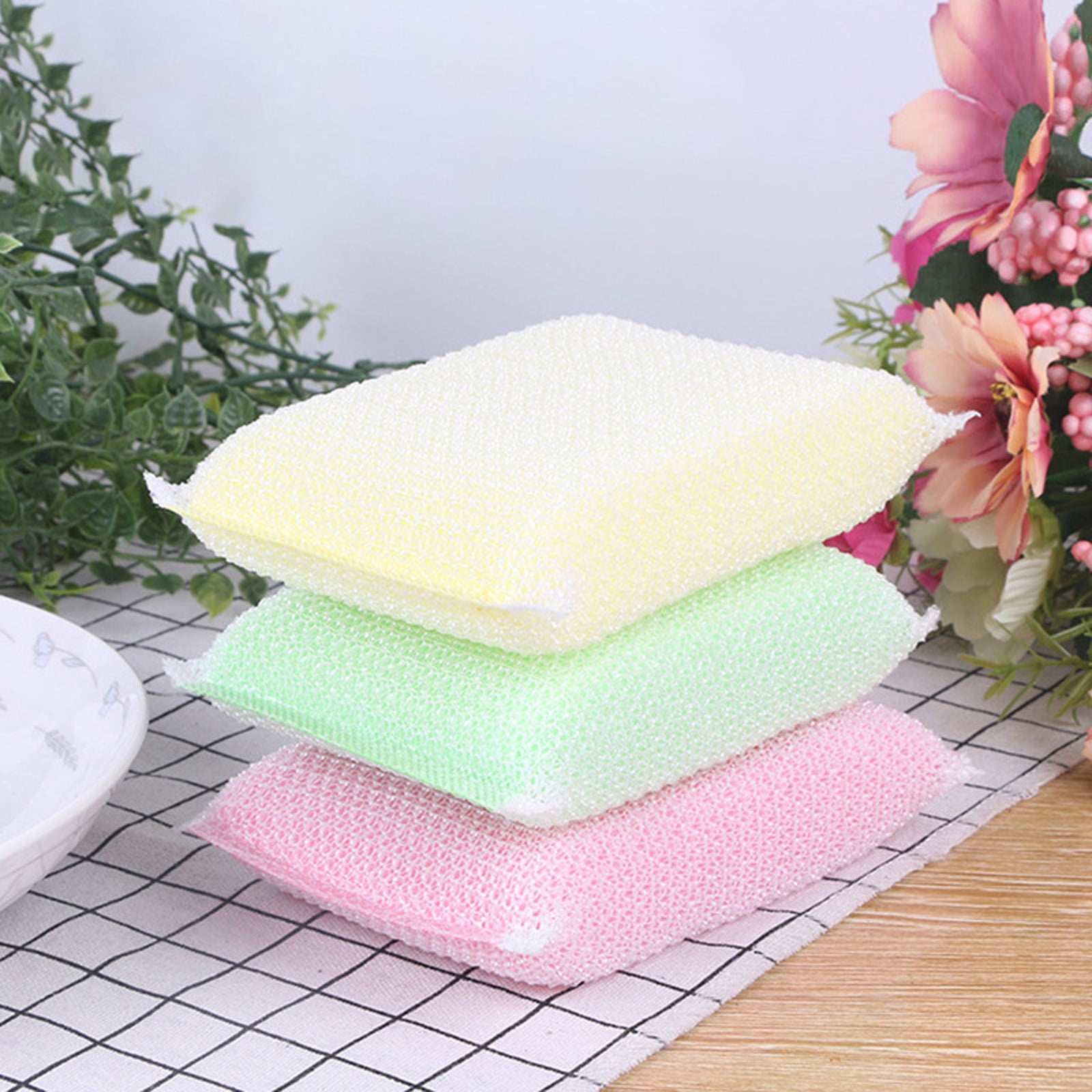 10Pcs Kitchen Sponge For Dishes, Fufafayo Kitchen Sponge, High Density Scouring Pad and Absorbent Sponge Block for Dishes, Multifunctional Cleaning Sponge for Oil Stains, Sink and Countertops,