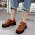 thumbnail image 1 of Bottes Cheville à Lacets à Plateforme Épaisse pour Femmes Chaussures en Cuir Brillant, 1 of 4