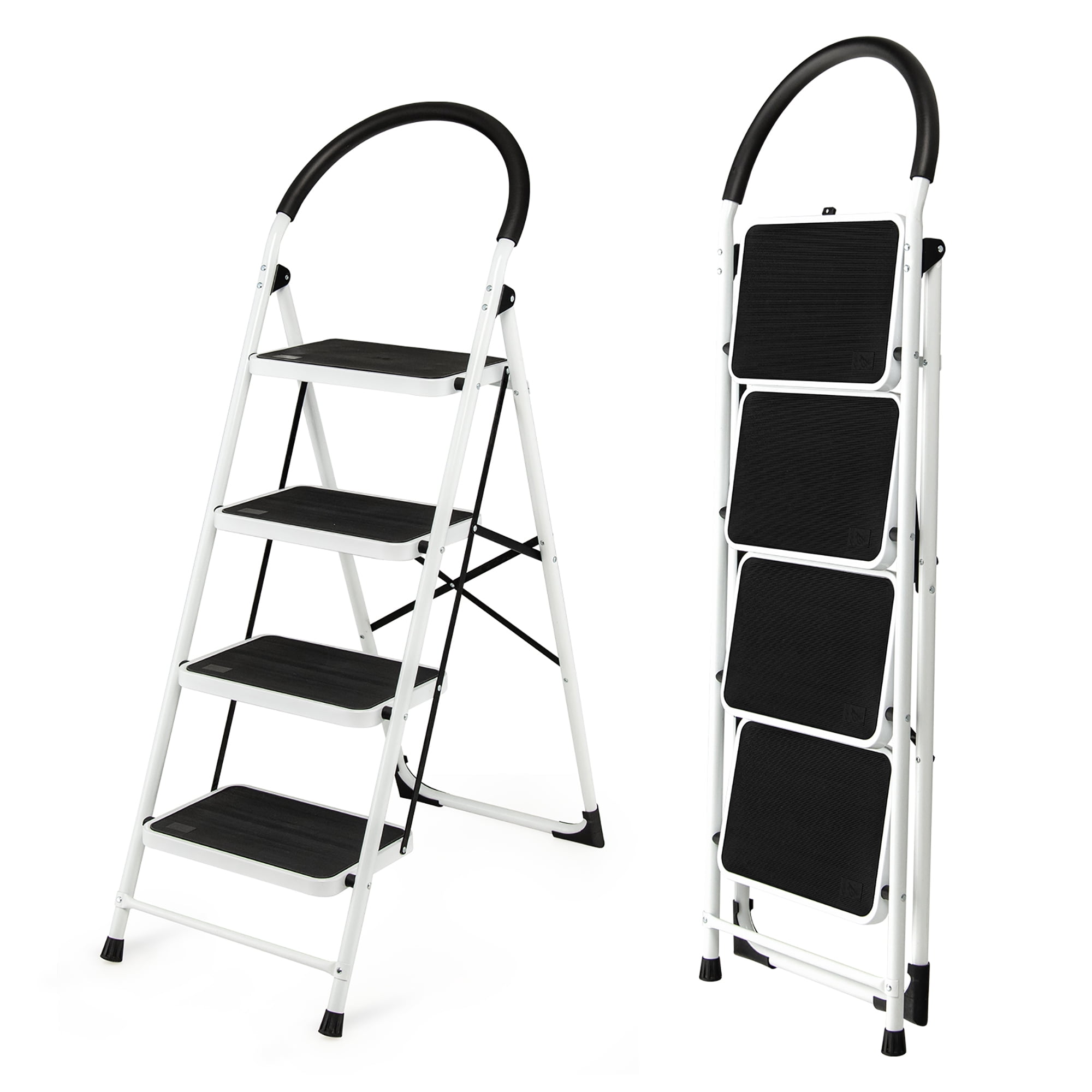 Costway 4 Step Ladder Folding Stool Heavy Duty 330lbs Capacity Industrial Lightweight
