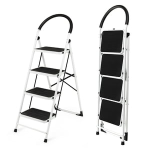 Costway 4 Step Ladder Folding Stool Heavy Duty 330lbs Capacity Industrial Lightweight