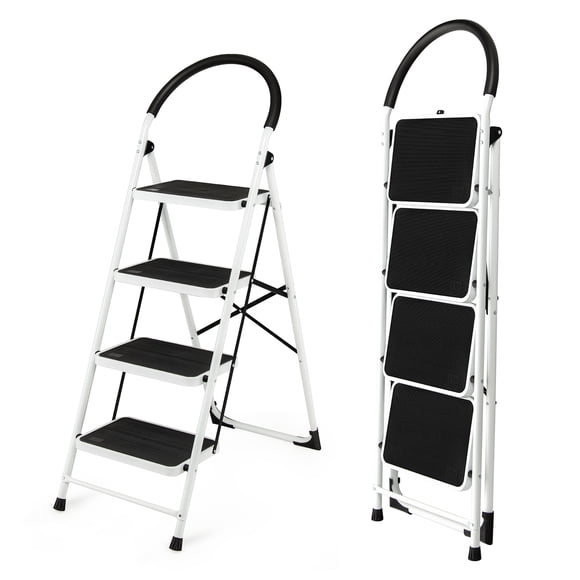 Costway 4 Step Ladder Folding Stool Heavy Duty 330lbs Capacity Industrial Lightweight