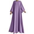 thumbnail image 2 of Ovzne Robes Grande Taille pour Femmes aux Formes Robe pour Femme Mode Féminine Décontractée Couleur Unie Plissée Été Manches Longues Robe à Col Rond Robe de Printemps Manches Longues Liquidation, 2 of 5