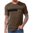thumbnail image 1 of Men Oversized T Shirts Casual Loose Short Sleeve Crew Neck Tee Shirt Striped Color Block Tops with Pocket, 1 of 4