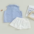 thumbnail image 4 of 2PCS Toddler Girls Summer Outfits  Sleeveless Button Down Striped Shirt + Bow Shorts Set, 4 of 7