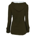 thumbnail image 4 of Fiogavroetic Women Color Horn Buttons Cardigan Padded Hooded Coat Jacket Overcoat, 4 of 4