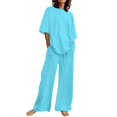 thumbnail image 1 of Ensembles 2 Pcs pour Femmes Été en Lin Assortis Ensembles de Détente Ensembles de Pyjamas, 1 of 8
