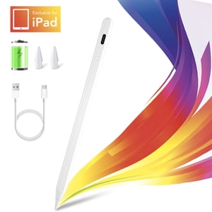 Stylus Pen for iPad 6th-11th Generation-High Precision and Sensitivity Compatible with 2018-2025 Apple iPad Pro 11"/12.9"/M4, iPad Air 3/4/5/M2/M3,iPad mini 5/6 Gen-White