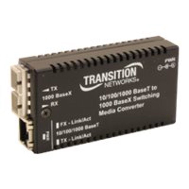 Transition Networks Stand-Alone Mini 10/100/1000 Bridging - Convertisseur de Média Fibre Optique - Gime - 10Base-T, 1000Base-SX, 100Base-TX, 1000Base-T - RJ-45 / SC multi-mode - jusqu'à 1800 ft - 850 nm