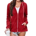 thumbnail image 2 of Yuyuzo Womens Hoodies Long Sleeve Full Zip up Basic Sweatshirts Drawstring Jacket Coat with Pockets, 2 of 7
