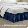 thumbnail image 2 of Bare Home Adjustable Wrap Around Bed Skirt - 15 Inch Drop - Easy Fit - Ruffle Pleats - Full, Dark Blue, 2 of 6
