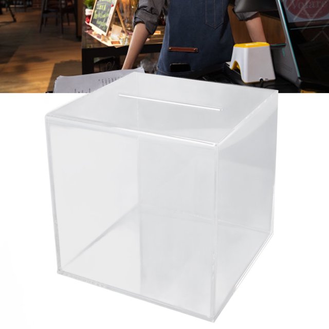 Banque d'Argent Transparente, Grande Capacité en Acrylique, Boîte à Billets Multifonctionnelle Résistante aux Chutes pour Événements, Élections, Collectes de Fonds