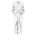 thumbnail image 4 of Pompotops Robe d'Été Décontractée Aguichant pour Femme à Manches Longues, Unie, avec Fente à Boutons, en Solde, 4 of 4