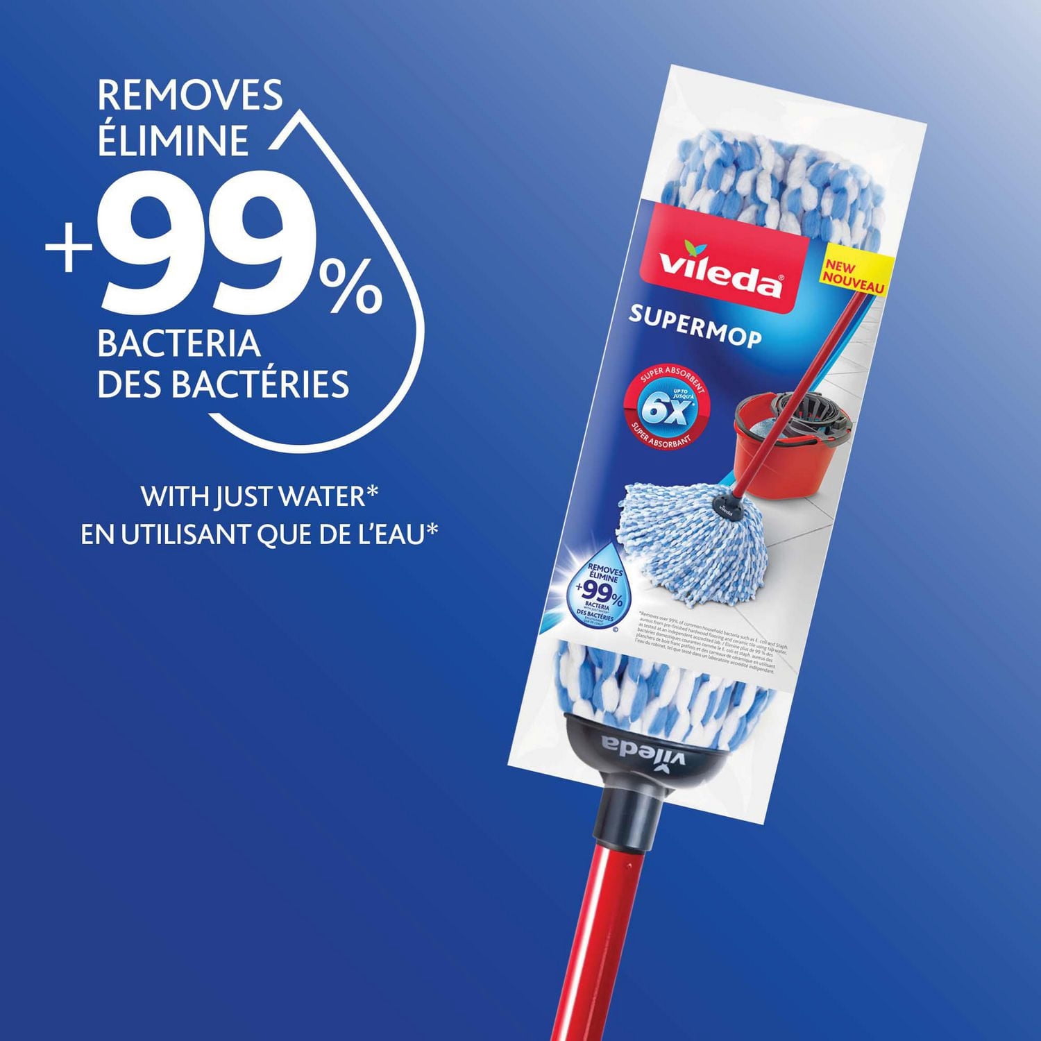 Vileda SuperMop - Microfibre Floor Mop, Superior Absorbency