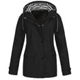 thumbnail image 4 of Women Solid Rain Jacket Outdoor Plus Size Waterproof Hooded Raincoat Windproof, 4 of 9