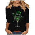 thumbnail image 2 of Meichang St Patrick's Day St Patricks T-Shirt Femme Manches 3/4 T-Shirts Vert Trèfle T-Shirts Graphiques Coupe Ample Col Rond Hauts de Printemps Décontracté Day T-Shirt T-Shirts, 2 of 4