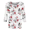 thumbnail image 4 of T-shirts d'Été pour Femmes Mode Femme Col Rond T-Shirt à Manches 3/4 Blouse Imprimée Hauts Chandail T-Shirts pour Femmes Mode T-Shirts pour Femmes pour l'Été T-Shirts à Manches 3/4 pour Femmes, 4 of 6