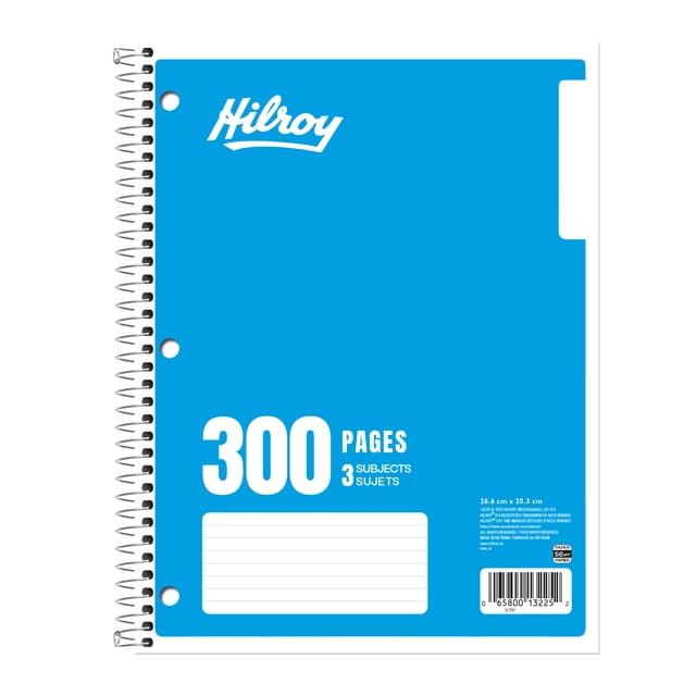 Hilroy® 3 Subject 300pg Notebook, Light Blue