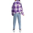 thumbnail image 3 of Veste à Capuche Décontractée pour Femmes à Manches Longues avec Fermeture Éclair, Imprimé à Carreaux, Poches, Chandail en Molleton d'Automne, 3 of 7