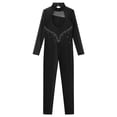 thumbnail image 3 of TiaoBug Girls Ice Skating Jumpsuit Rhinestone Mock Neck Competition Figure Skating Dancewear Black 8, 3 of 6