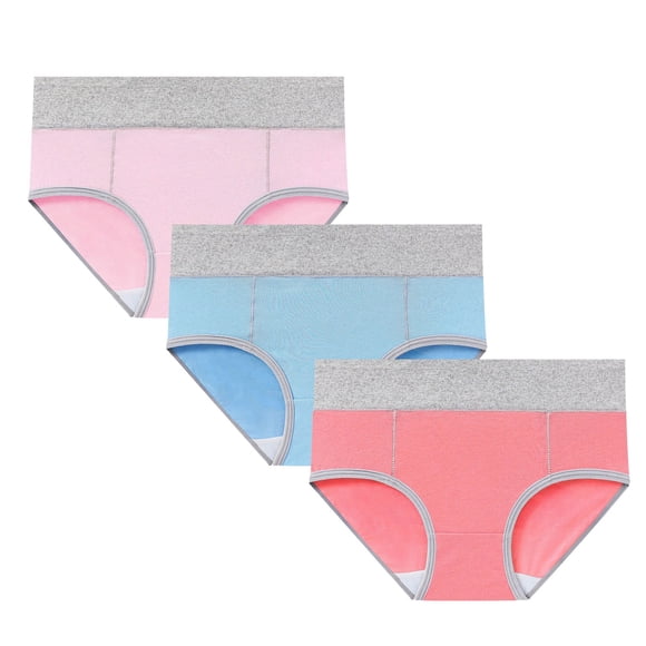 cfhntfmh 3pc Panties for Women Cotton Fashion High Waist Comfort Briefs Plus Size Color Block Breathable Underwear